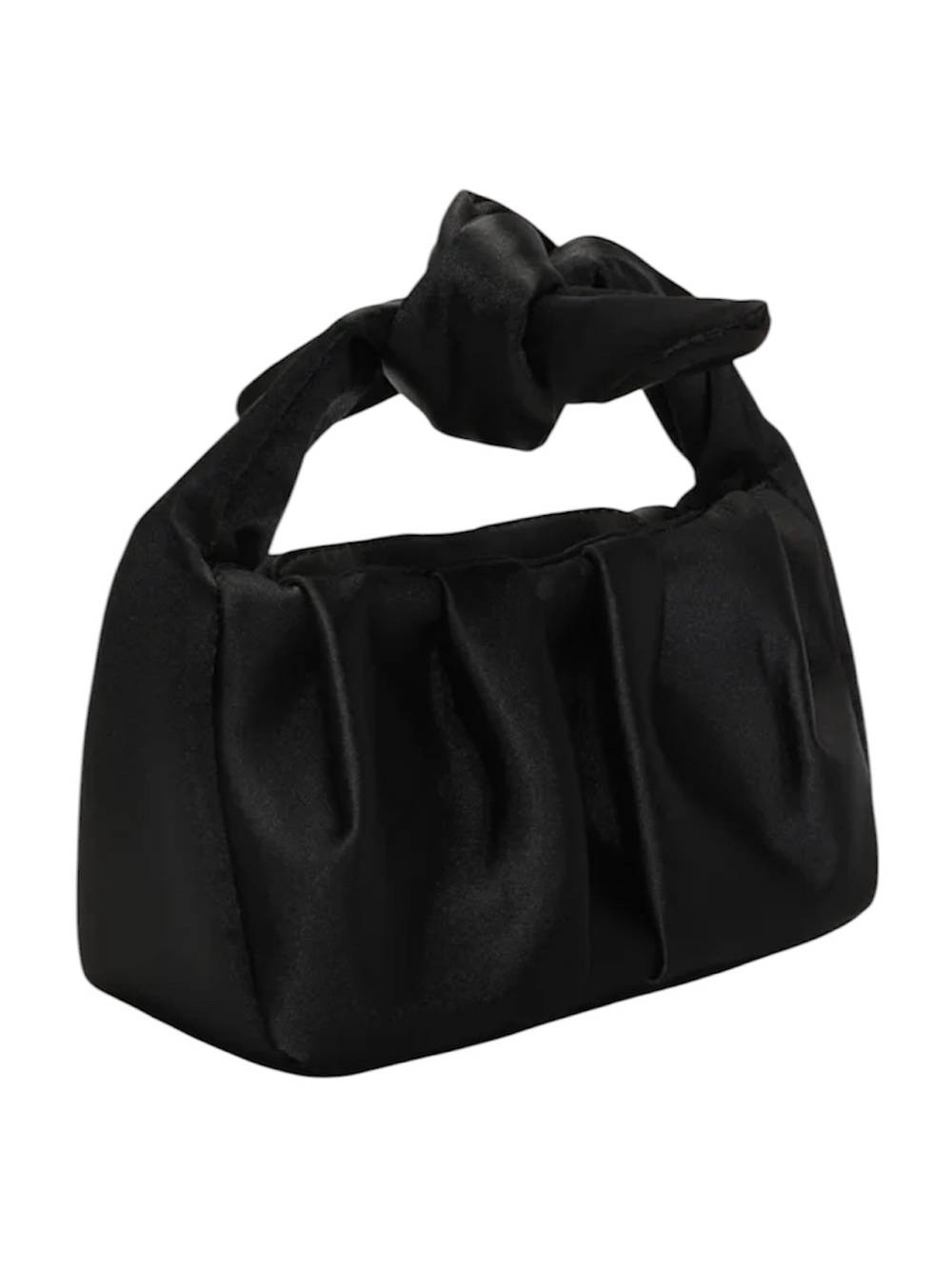 Lulus | Satin Knot Handle Clutch Bag Black